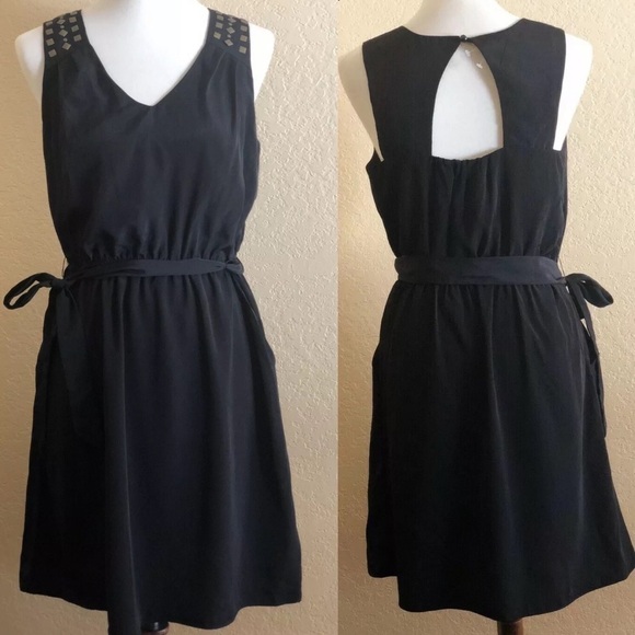 Studio Y Black V Neck Studded Mini Dress Size M - Picture 3 of 7